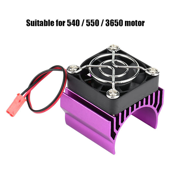 Køleplade med køleventilator til 1/10 skala elektrisk RC bil 540 / 550 / 3650 motor (lilla)