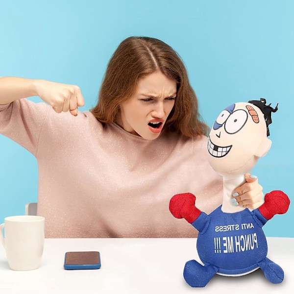 Anti-stress Punch Me Doll - Rolig Mjuk Leksak Present till Tonåringar, Pojkar, Flickor och Vuxna (Blå)