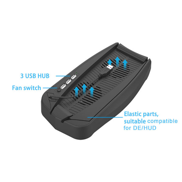 2 i 1 kjølebrakett med 2 kjølevifter og 3 USB-porter kompatibel for PS5