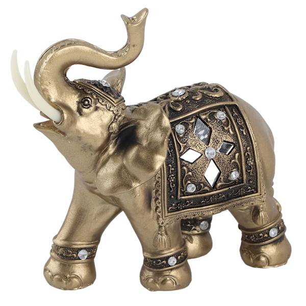 Guldfarve Elegant elefantstatue Ornament Figur Hjemmekontor Dekoration Gave (M)