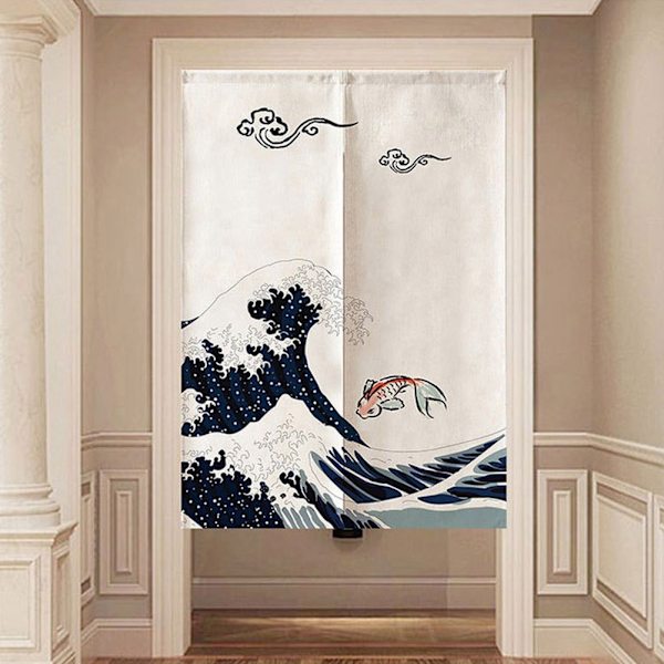 85*120cm japansk stil polyester halv gardin køkken soveværelse skillevæg gardin boligindretning
