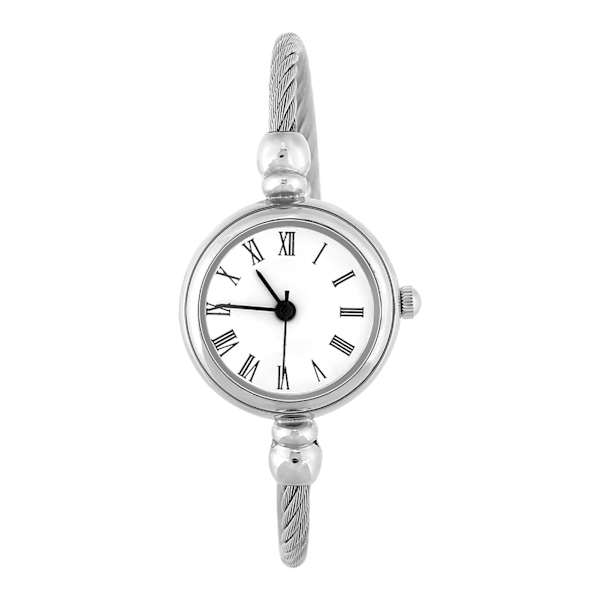 Lady Analoginen Pyöreä Kvartsiseoksesta Rannekello Avoin Rannekello Watch (roomalaiset numerot, valkoinen kellotaulu)