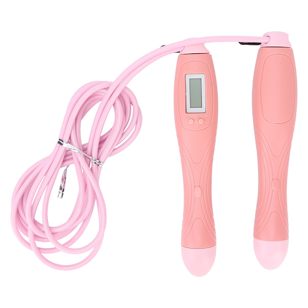 Jump Rope Intelligent Counting Justerbar længde stålwire til fitness træningstræning Pink