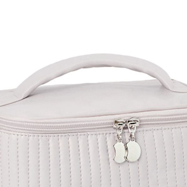 PU Open Lid Cake Shape Make Up Taske Kosmetisk Opbevaringspose Blød Farve Bærbar Makeup Taske Lyselilla