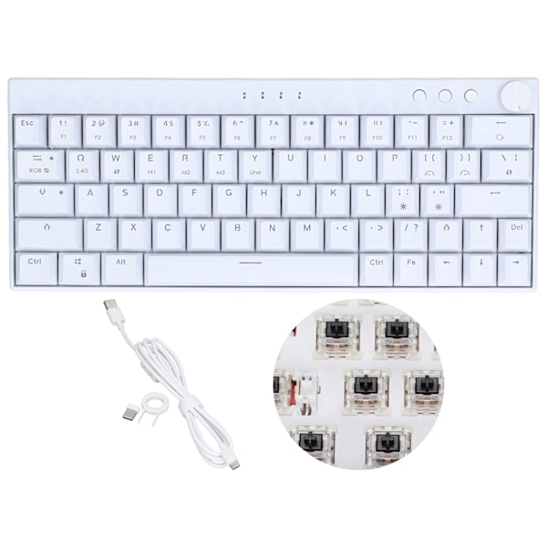 Mekanisk tastatur 64 taster Plus RGB 3 modus knottdesign ergonomisk layout 4 bryter valgfri hvit tastatur for IOS lineær handling bryter