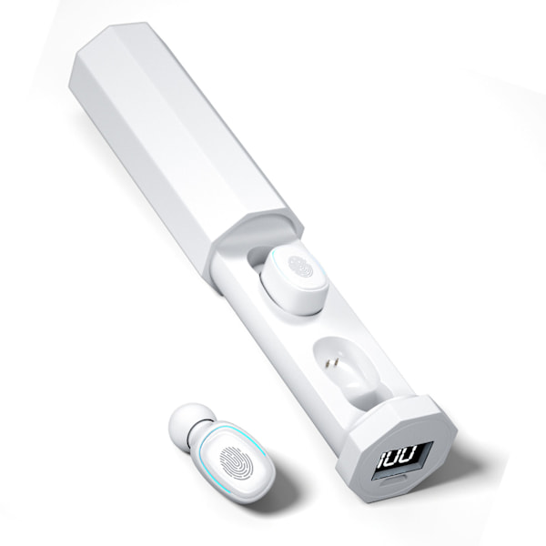 Trådløse Bluetooth-ørepropper med stabil tilkobling, støyreduksjon, håndfri samtale, TWS-sportsørepropper, hvite