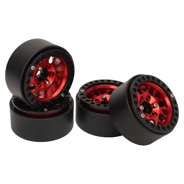 4 st RC Crawler Fälgar Universal Aluminiumlegering 1,9 tum RC Beadlock Hjul Fälgar för SCX10 II Röd