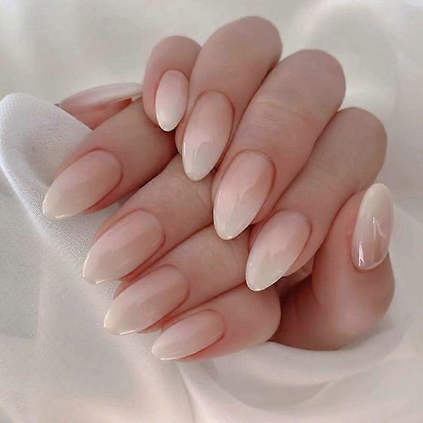 24 st/set Rosa Gradient Silver Balett Lösnaglar med Diamanter Medium Storlek för Flickor Fransk Stil Mode Party Falska Naglar NAILS-W427