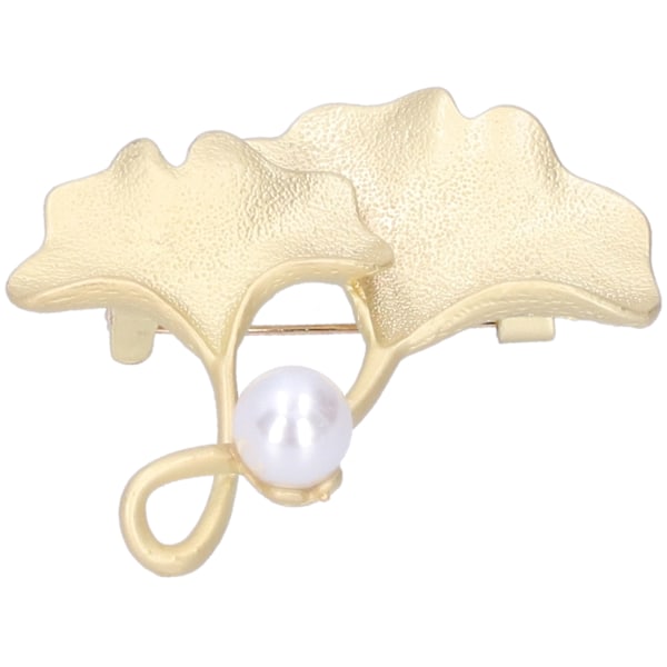 Brosch Pin Metall Frostat Ginkgo Blad Mönster Slipstift Kavaj Märken Fest Corsage Tillbehör Guld