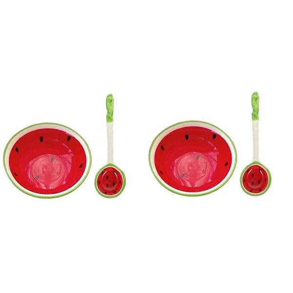 2Set Flinga Skål Flinga Sked Keramisk Sked Ramen Soppsked-A