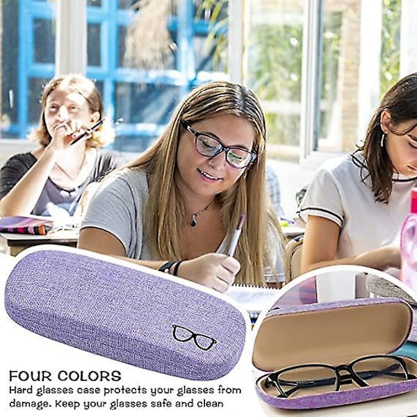 5 stk. Hør Lærred Hårde Brilleetuier, Solbrille Beskyttelsesboks Med 5 Brilleklude (5 Farver)