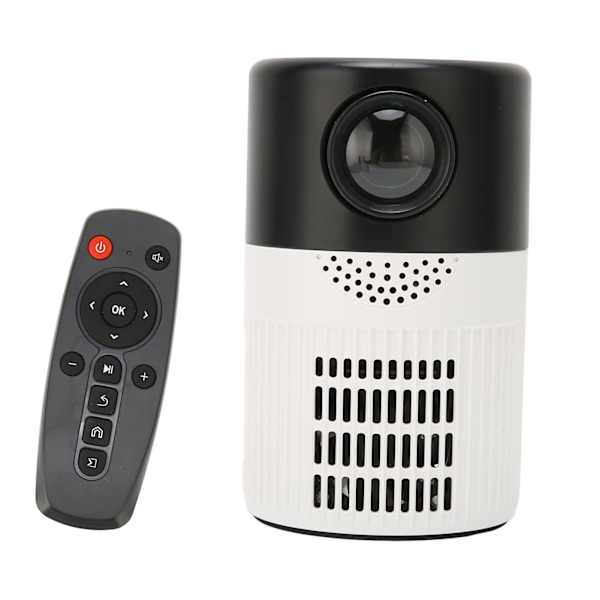 Miniprojektor HD 1080P bærbar kinematisk lyd Dual Fan Cooling Filmprojektor for DVD 100V‑240V Svart Hvit AU-plugg