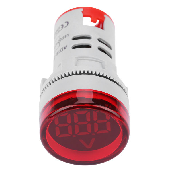 Rund LED-signallyslampe AC Digital Display Voltmeter Indikator (rød)-1 stk
