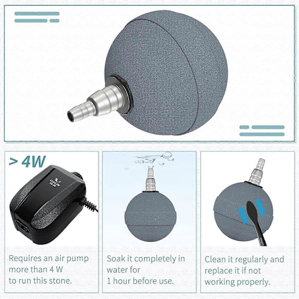Akvarium 5 cm Luftsten Kugle Boble Diffuser Udgivelsesværktøj til Luftpumper Akvarier Spande Damme og DWC Reservoirs, 2 stk.