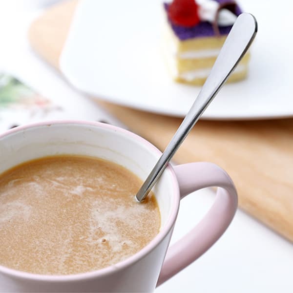 3 stk. langskaftet ske i rustfrit stål til kaffe, iste, iskaffe, is til bar, hjemmefest, rundt hoved