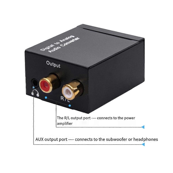 Digital Audio Decoder 3,5 mm Jack Koaksial Optisk Fiber