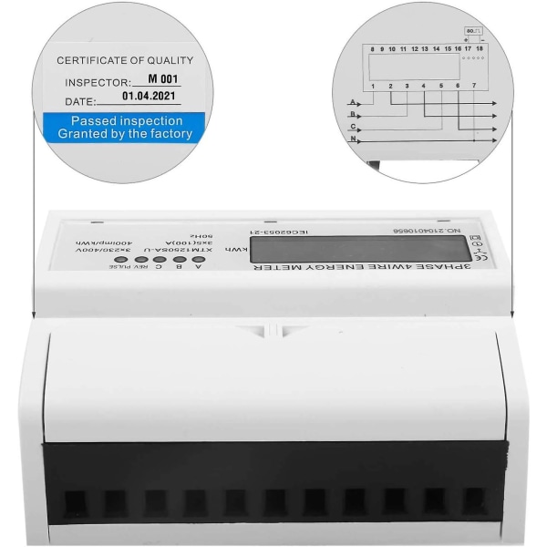 Kolmivaiheinen 4-johtoinen Din-kiskon digitaalinen energiamittari LCD-näytöllä energianhallintajärjestelmää varten (5-100A)