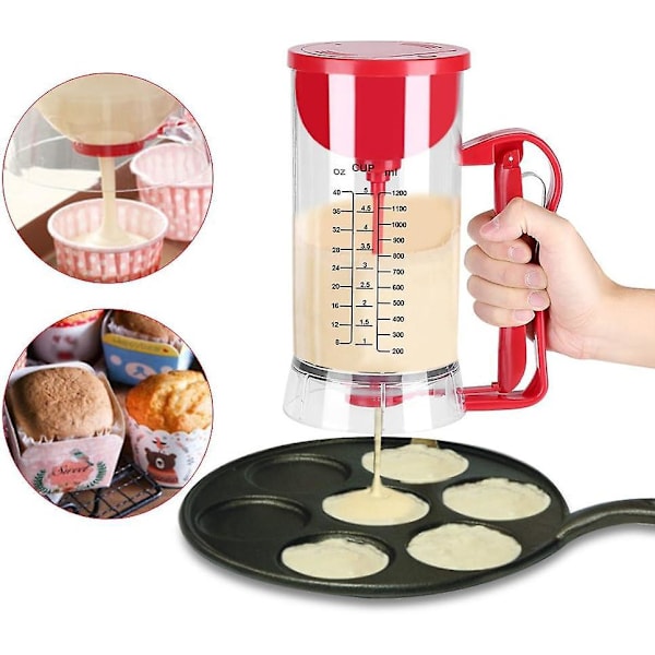 Elektrisk pandekagedej dispenser 1200ML kagedej tragt målekop muffin bageværktøj til hjemmekøkken