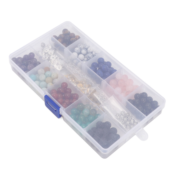 240 stk Lava Rock Stone Beads Kit 10 Styles Multicolors 8 mm Diameter til DIY armbånd smykker fremstilling
