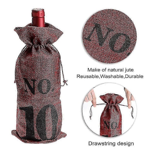 1 til 10 Jute Vinposer Blindsmagning af Vin, Vinposer Bryllupsbordnumre, Vinsmagningsposer, Fest