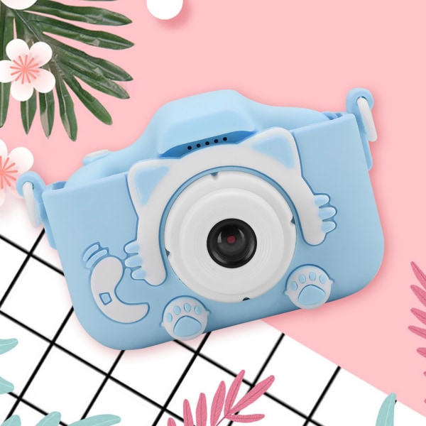 12MP Mini tegneserie Kitty digitalkameraleke med dobbeltkamera for barn KidsBlue