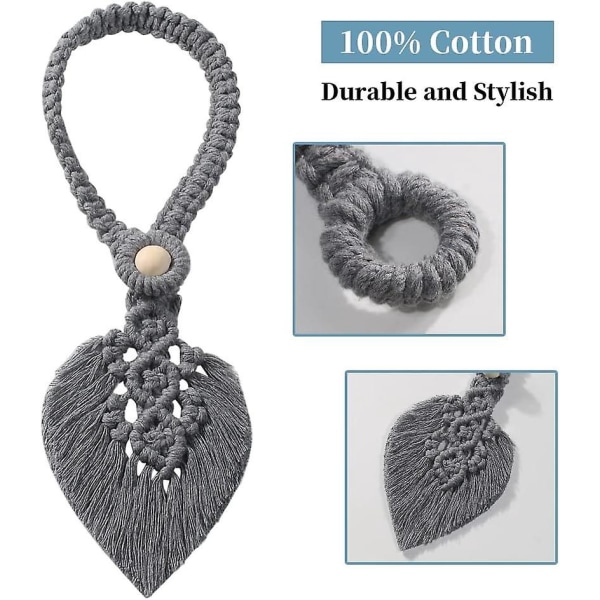 Bohemian Leaf Curtain Tiebacks - sett med 2, grå