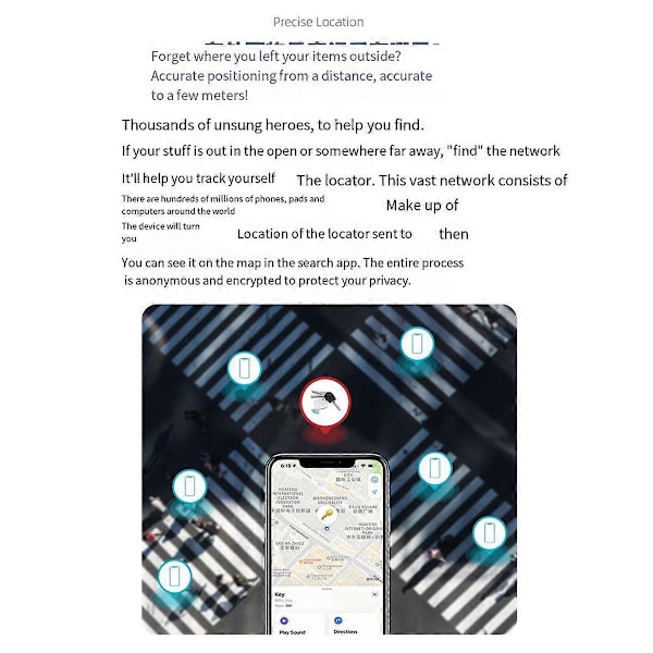 Bluetooth Mini GPS-lokalisator Anti-förlorat Alarm för Hitta min, Svart