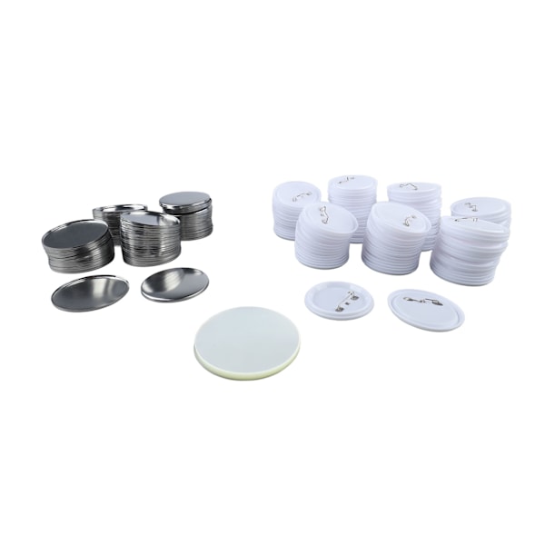 100 set knappnålsknappdelar 2,3 tum diameter plåt plastbas knapptillverkningstillbehör för märke hantverk DIY