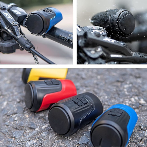 Genopladelig elektrisk cykelhorn - Høj lydstyrke og tyverisikret vandtæt cykelklokke, 100-125db, 4 lydtilstande Sort