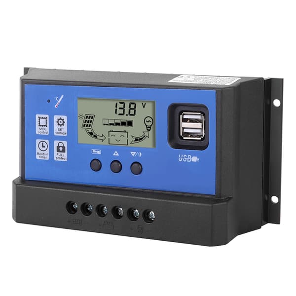 60A 12/24V LCD-skærm Gadelampe Intelligent Solar PWM Dobbelt USB-controller