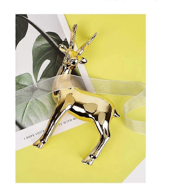 Hjortefigur Hjorte Elektroplettering Moderne Poleret Guld Hjort Statue Skulptur
