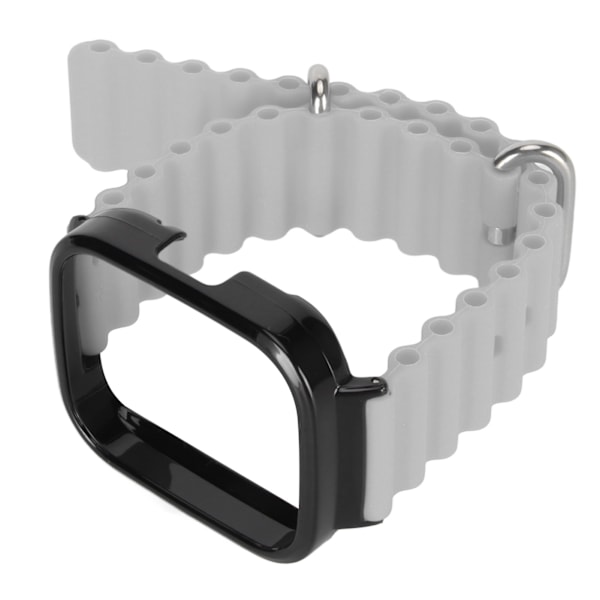 2 i 1 erstatningsklokkerem for Redmi Watch 3 Silikon Justerbar Smart Watch-armbånd med beskyttelsesveske Grå