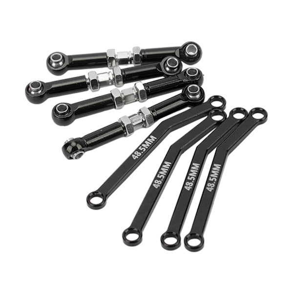 8PCS Högt Markfrigång Fram Länkar Set 1/24 Aluminiumlegering Stål Slitstark Crawler Bil Upphängnings Länkar Set för FMS Svart