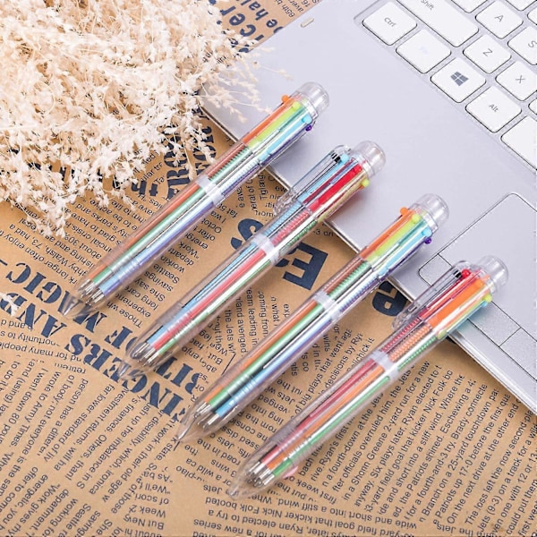 22 Pakke 0.5mm 6-i-1 Flerfarget Kulepenn 6-Fargers Uttrekkbare Kulepenner for Kontor Skoleutstyr Studenter Barnegave