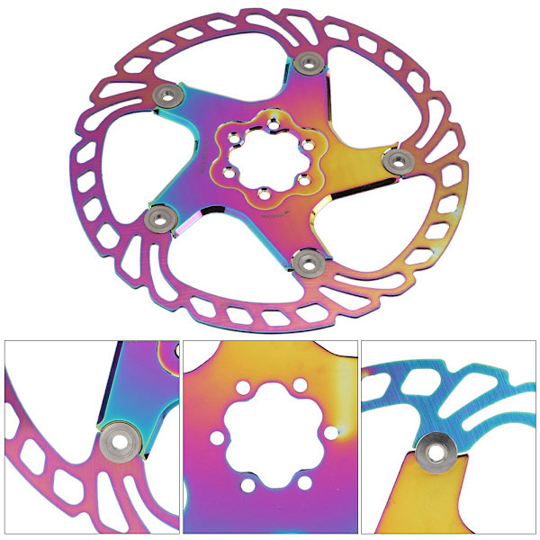Cykelskivbromsrotorer 6 spikar Cykeltillbehör för Mountain Bicycle Plating Färg203MM