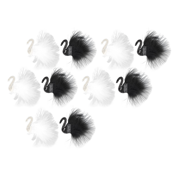 10 stk. Svane Patch Sort Hvid Fjer Dekoreret Rhinestones DIY Strygejern Brug Håndarbejde Broderet Patch til Tøj