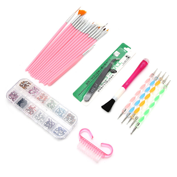 Nagel prickpenna strass dekoration nagelkonst borste tennfolie papper manikyr verktyg set