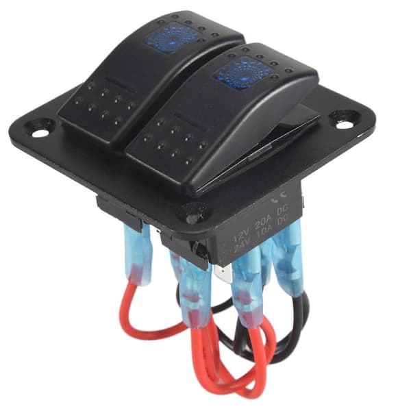 2-veis vippebryterpanel 5Pin på Av Forhåndskoblet vippebryter Vanntett bryterpanel for bil marine ATV tilhenger blå