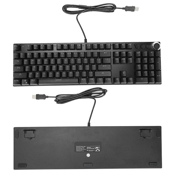 Mekanisk tangentbord med kabel, stöd för spel, bakgrundsbelysning, grön axel, tangentbord med 104 tangenter för stationära PC-spel, kontor