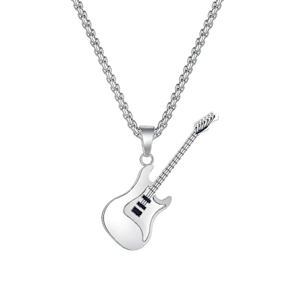 Klassisk Street Style Mænds Titanium Stål Guitar Vedhæng Halskæde