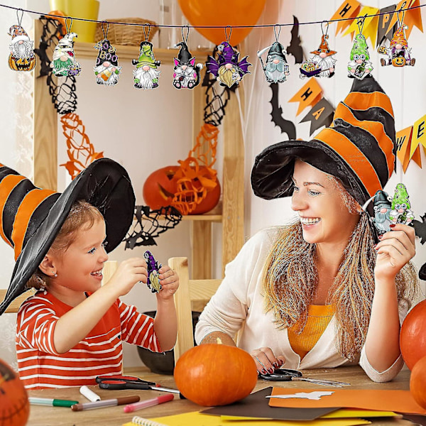 Halloween Trepynt Pynt i Tre - Skummel Tre-Skive Etikett for Klasserom og Hjemmefester
