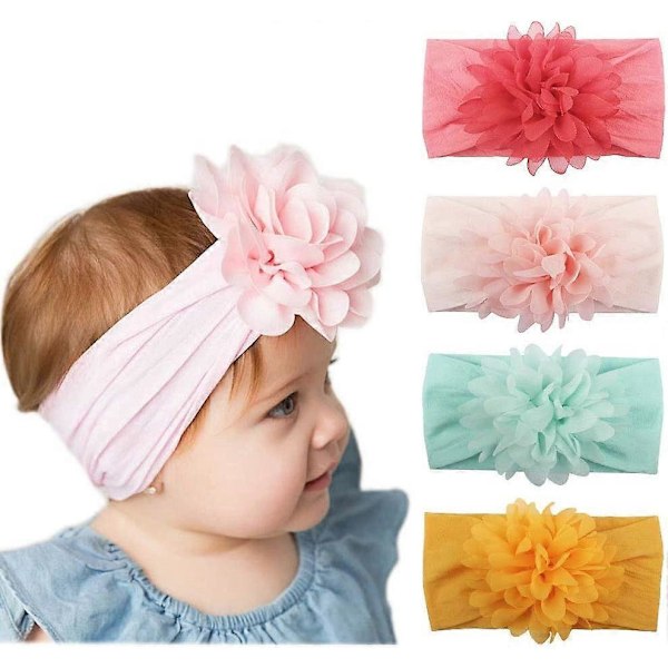 10 kappaleen pakkaus vauvan tyttöjen panta Nylon kukkapanta Joustava bandana hiustarvikkeet vastasyntyneille ja taaperoille