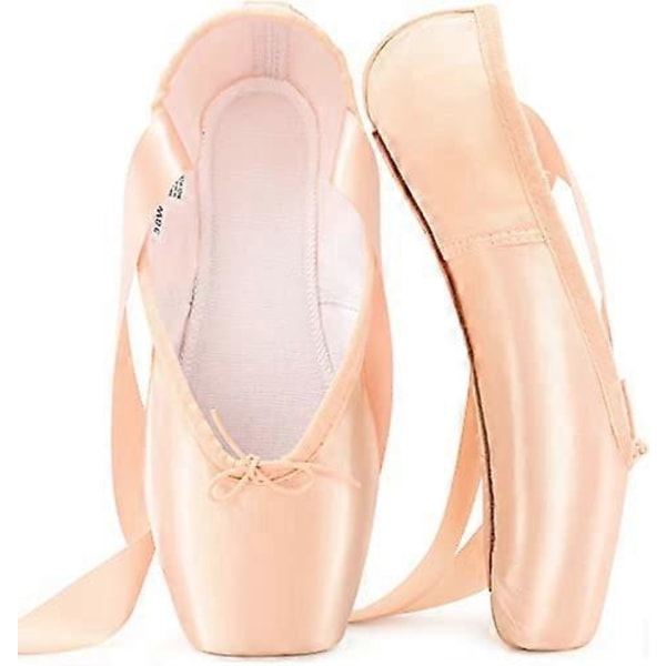 Ballett Pointe Sko Rosa Profesjonelle Dansesko med Påsydd Bånd og Silikon Tåbeskyttere for Jenter Kvinner