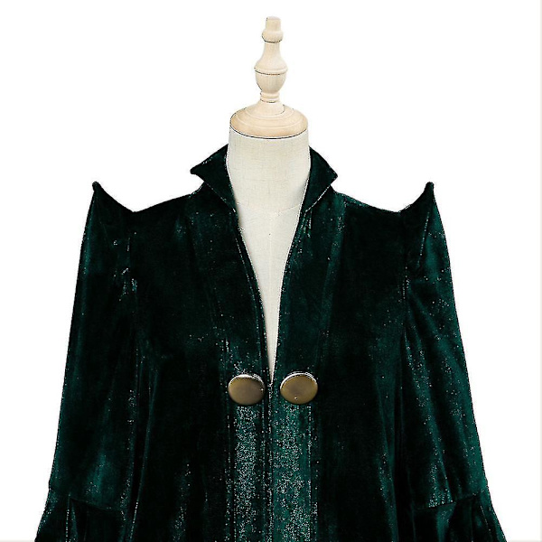 Professor Minerva McGonagall Cosplay-dräkt med grön mantel, kappa, hatt och trollstav endast mantel M