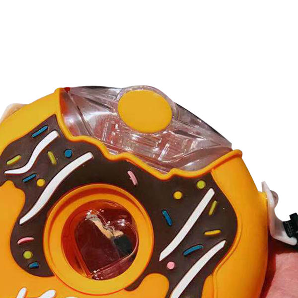 Donut Vannflaske Søt Form Fargerik PC Varmebestandig Bærbar Småbarn Drikkeflaske med Stropp Gul Godteri 380ml