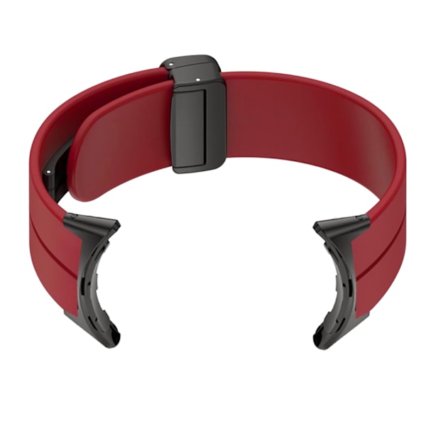 Elastiskt silikonklockarmband med magnetiskt spänne i legeringsmetall, stretchigt armband för Pixel Watch 2, vinrött