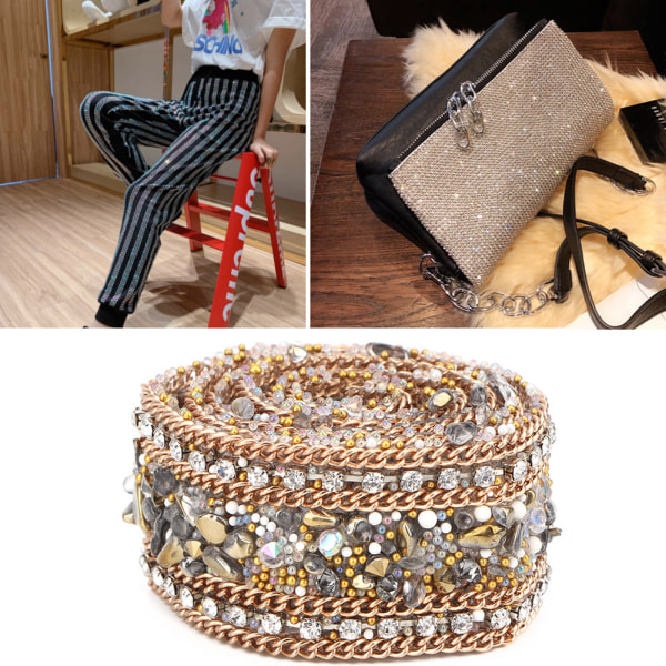 2,5 cm DIY Diamond Mesh Wrap Roll Crystal Rhinestones Kjede Trim Bånddekorasjon (#01)