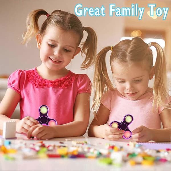 Pop Fidget Spinner, Enkel Sensorisk Fidget Spinner Leke Push Pop Boble Spinner Leke for Stressreduksjon og Angstdemping Håndleke for Barn - Rosa