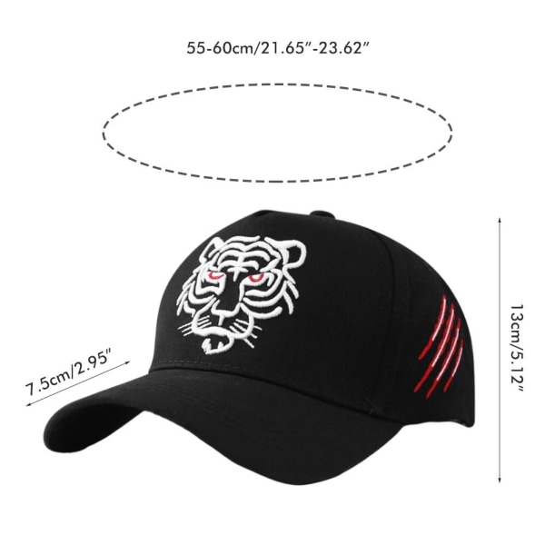 Animal Tiger Broderad Baseball Solhatt Cool Hip Hop Baseball Hatt för män Dam Sport Fan