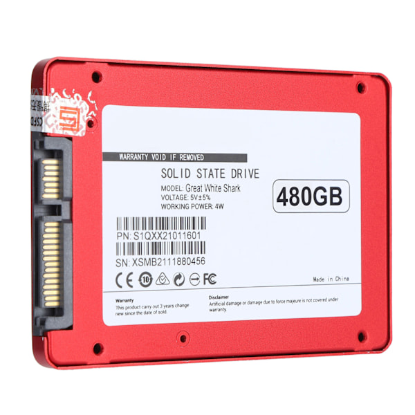 SSD SATA3 2,5 tommers grensesnitt Full Power Mode Solid State Drive for Desktop Store Data 480 GB